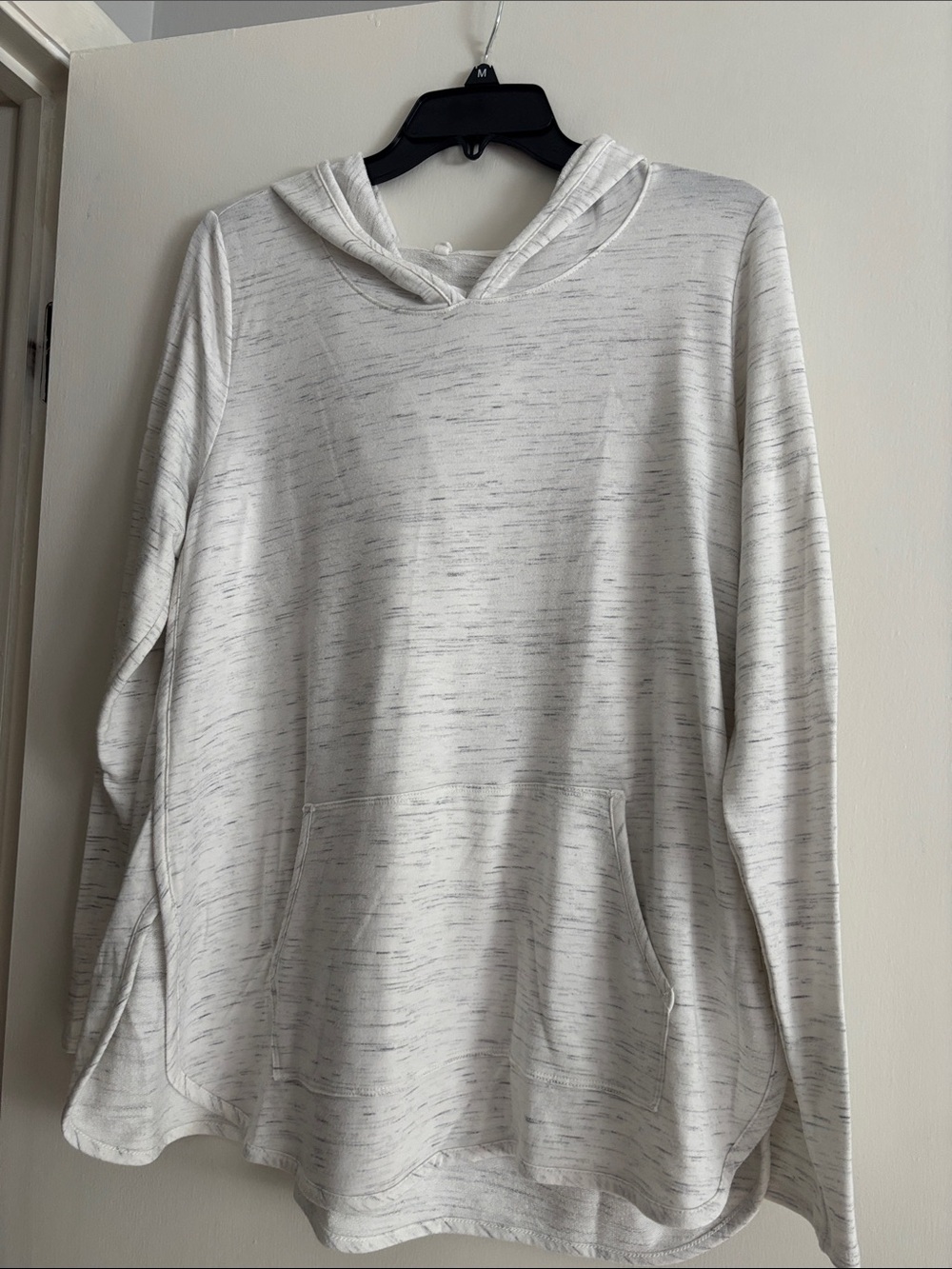 Market & Spruce Light Heathered White Hooded Pullover Sweatshirt